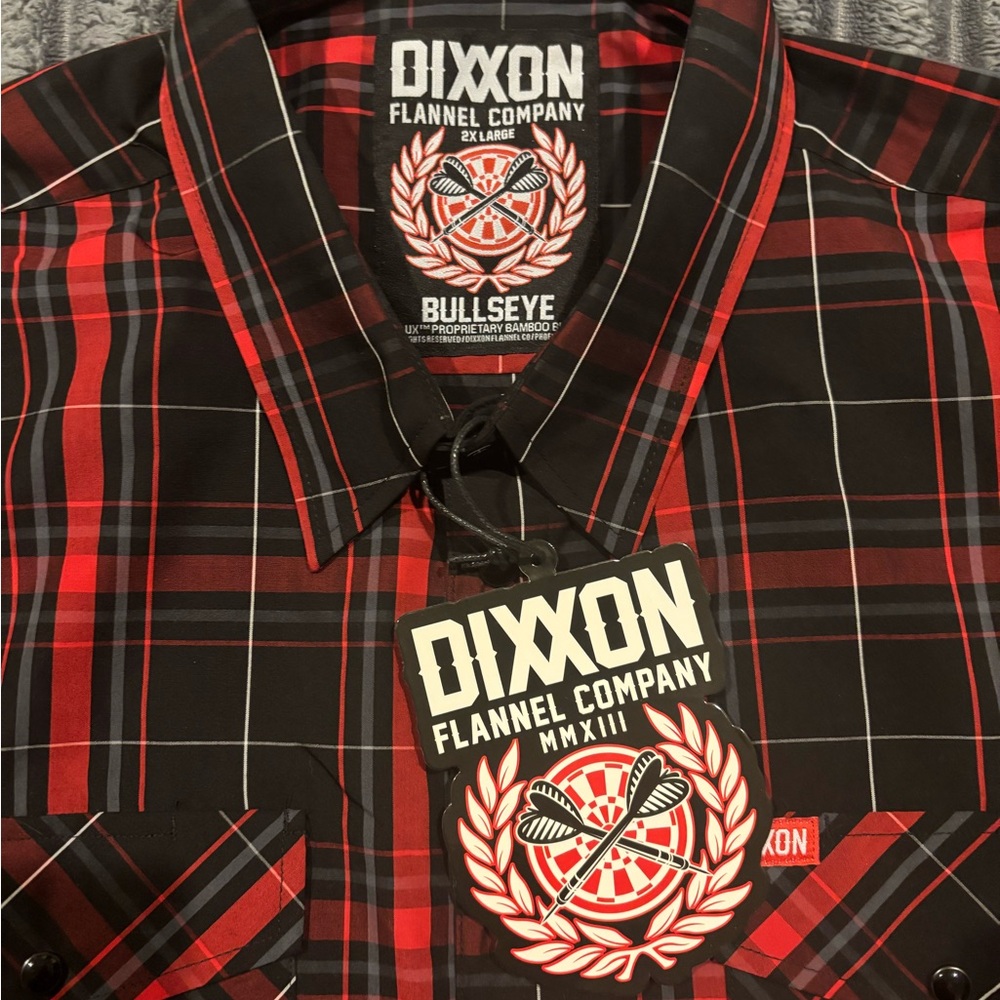 Dixxon BULLSEYE Men's Red and Black Plaid Flannel Shirt